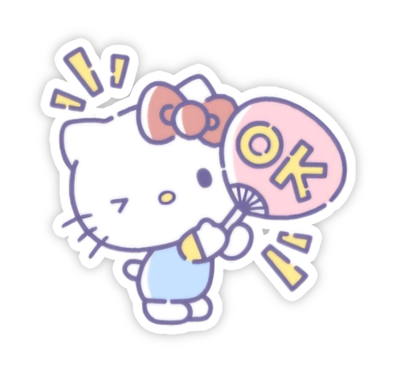 nhãn dán hello kitty messenger biểu cảm ok