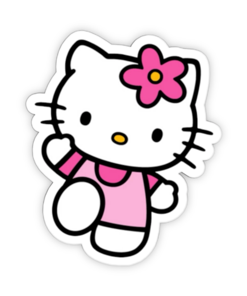 nhãn dán hello kitty quay mặt biểu cảm đáng yêu